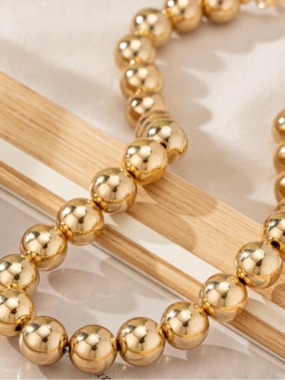 Gold Bead Ball Metallic Style Choker Necklace B03-25 - Picture 5 of 5